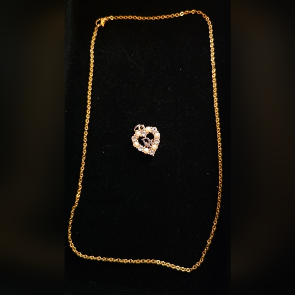 Dior Gold Heart Zipper Pull With Pearl And Crystal Accents - Picture 5 of 5